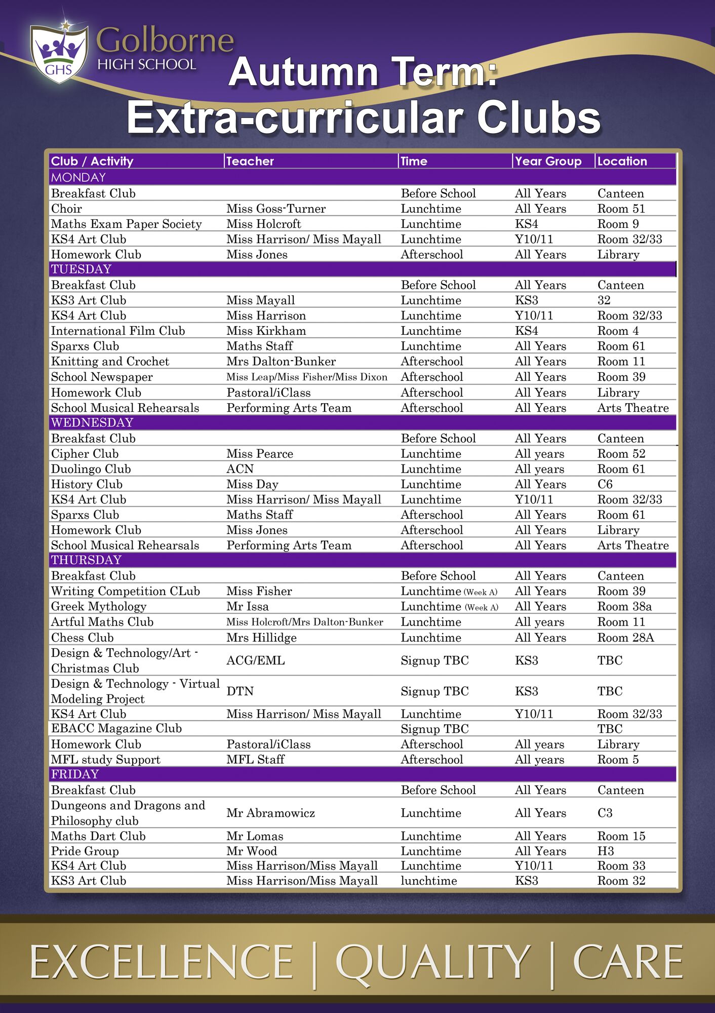 EXTRA CURRICULAR POSTER Autumn 2024