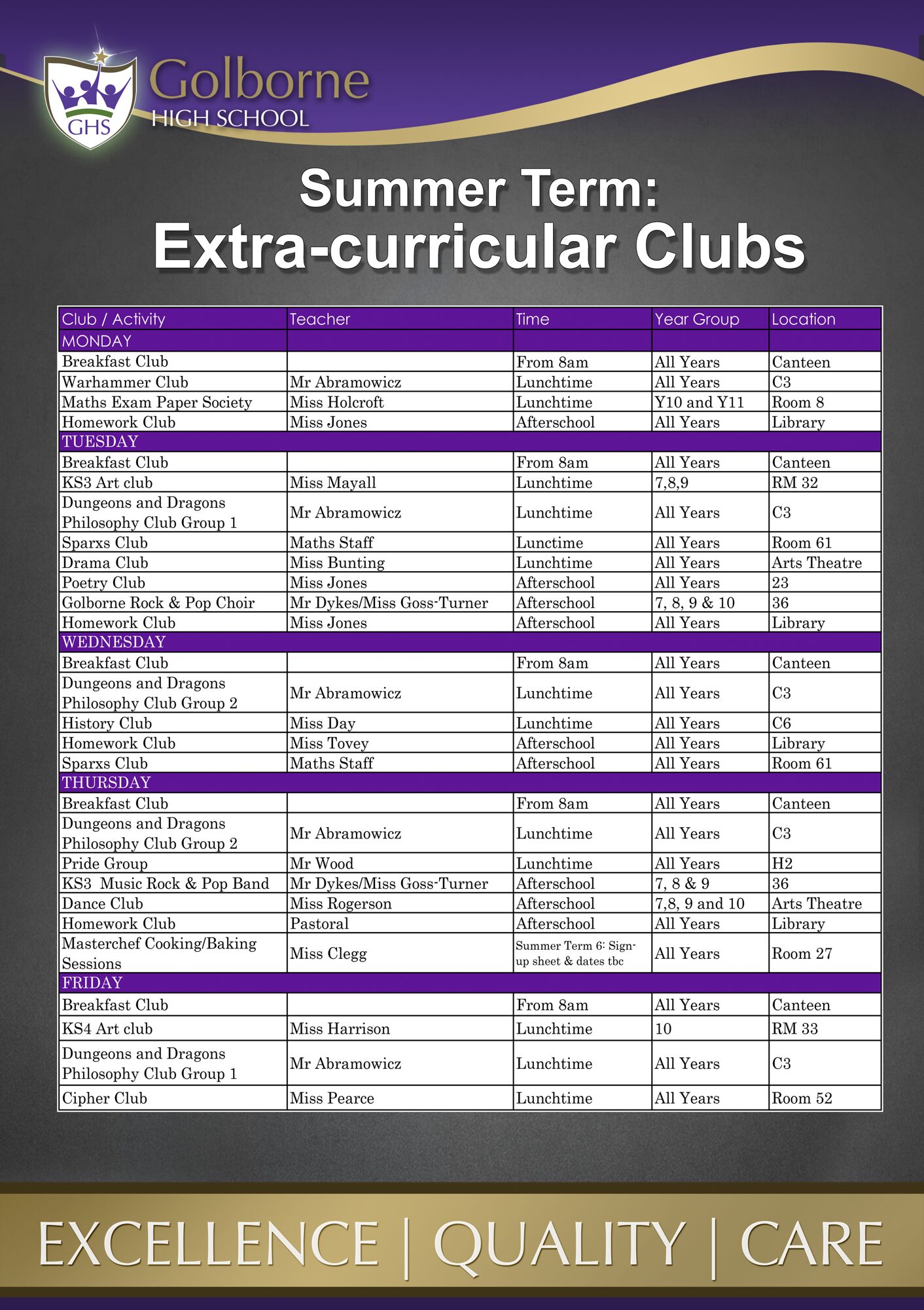 EXTRA CURRICULAR Summer Term 2025